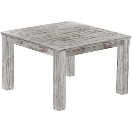 Esstisch 120x120 Rio Classico Shabby Nussbaum massiver Pinien Holztisch - vorgerichtet für Ansteckplatten - Tisch ausziehbar