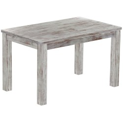 Esstisch 130x80 Rio Classico Shabby Nussbaum massiver Pinien Holztisch - vorgerichtet für Ansteckplatten - Tisch ausziehbar