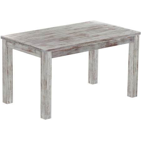 Esstisch 140x80 Rio Classico Shabby Nussbaum massiver Pinien Holztisch - vorgerichtet für Ansteckplatten - Tisch ausziehbar