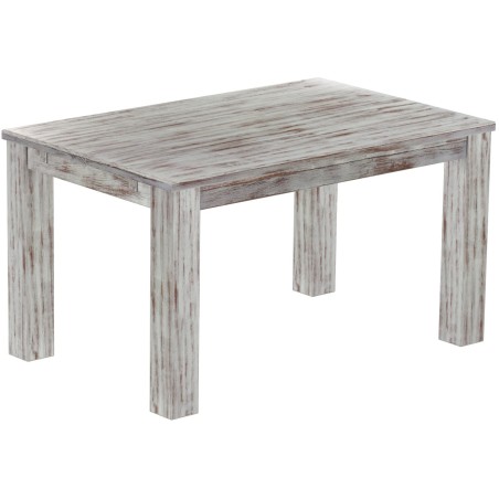 Esstisch 140x90 Rio Classico Shabby Nussbaum massiver Pinien Holztisch - vorgerichtet für Ansteckplatten - Tisch ausziehbar