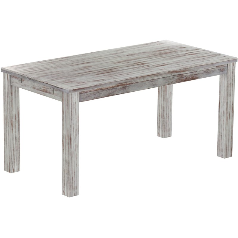 Esstisch 160x80 Rio Classico Shabby Nussbaum massiver Pinien Holztisch - vorgerichtet für Ansteckplatten - Tisch ausziehbar