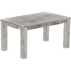 Esstisch 150x90 Rio Classico Shabby Nussbaum massiver Pinien Holztisch - vorgerichtet für Ansteckplatten - Tisch ausziehbar