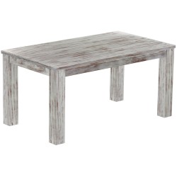 Esstisch 160x90 Rio Classico Shabby Nussbaum massiver Pinien Holztisch - vorgerichtet für Ansteckplatten - Tisch ausziehbar