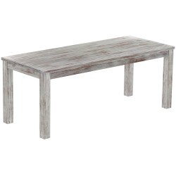 Esstisch 200x80 Rio Classico Shabby Nussbaum massiver Pinien Holztisch - vorgerichtet für Ansteckplatten - Tisch ausziehbar
