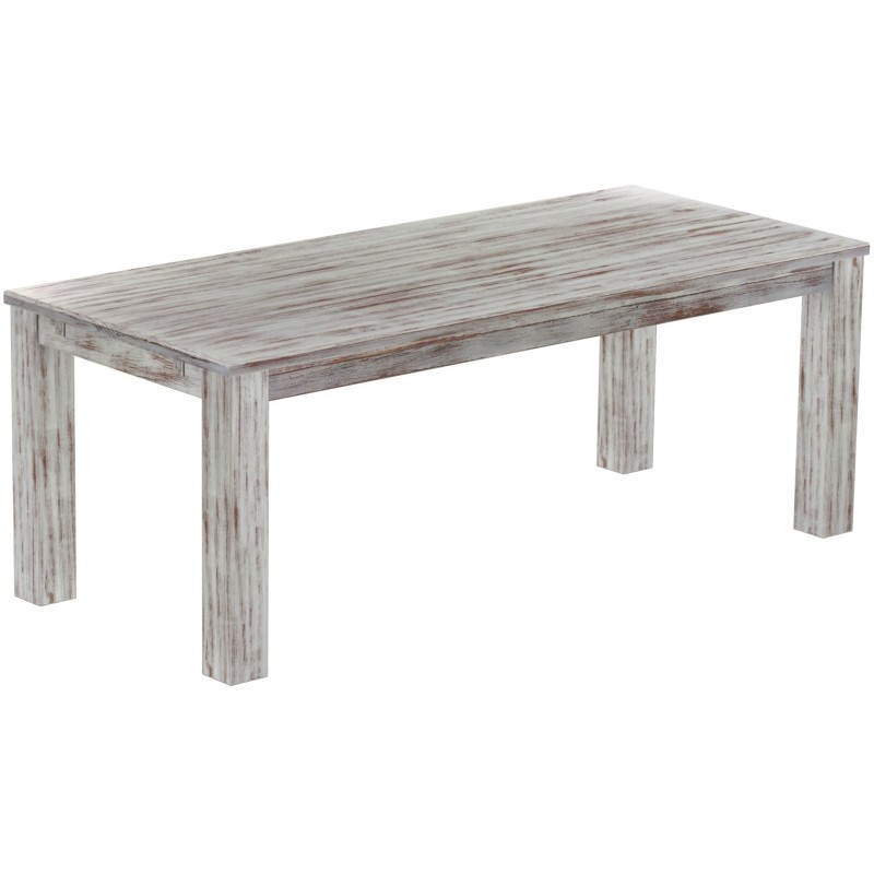 Esstisch 208x90 Rio Classico Shabby Nussbaum massiver Pinien Holztisch - vorgerichtet für Ansteckplatten - Tisch ausziehbar