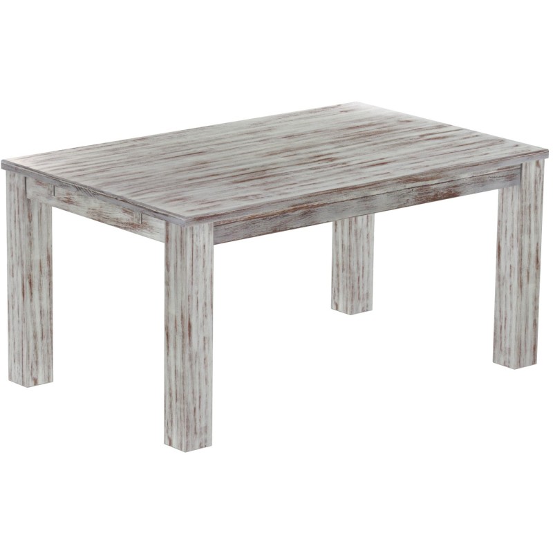 Esstisch 160x100 Rio Classico Shabby Nussbaum massiver Pinien Holztisch - vorgerichtet für Ansteckplatten - Tisch ausziehbar
