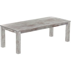 Esstisch 240x100 Rio Classico Shabby Nussbaum massiver Pinien Holztisch - vorgerichtet für Ansteckplatten - Tisch ausziehbar