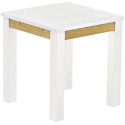 Esstisch 73x73 Rio Classico Snow Brasil massiver Pinien Holztisch - vorgerichtet für Ansteckplatten - Tisch ausziehbar