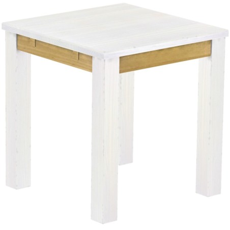 Esstisch 73x73 Rio Classico Snow Brasil massiver Pinien Holztisch - vorgerichtet für Ansteckplatten - Tisch ausziehbar