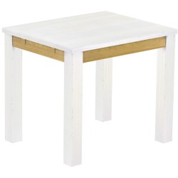 Esstisch 90x73 Rio Classico Snow Brasil massiver Pinien Holztisch - vorgerichtet für Ansteckplatten - Tisch ausziehbar