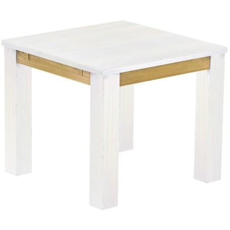 Esstisch 90x90 Rio Classico Snow Brasil massiver Pinien Holztisch - vorgerichtet für Ansteckplatten - Tisch ausziehbar