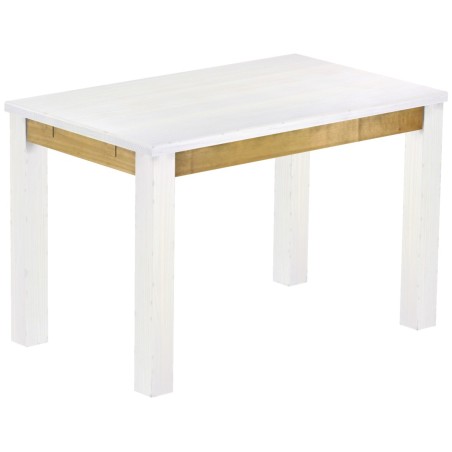 Esstisch 120x73 Rio Classico Snow Brasil massiver Pinien Holztisch - vorgerichtet für Ansteckplatten - Tisch ausziehbar
