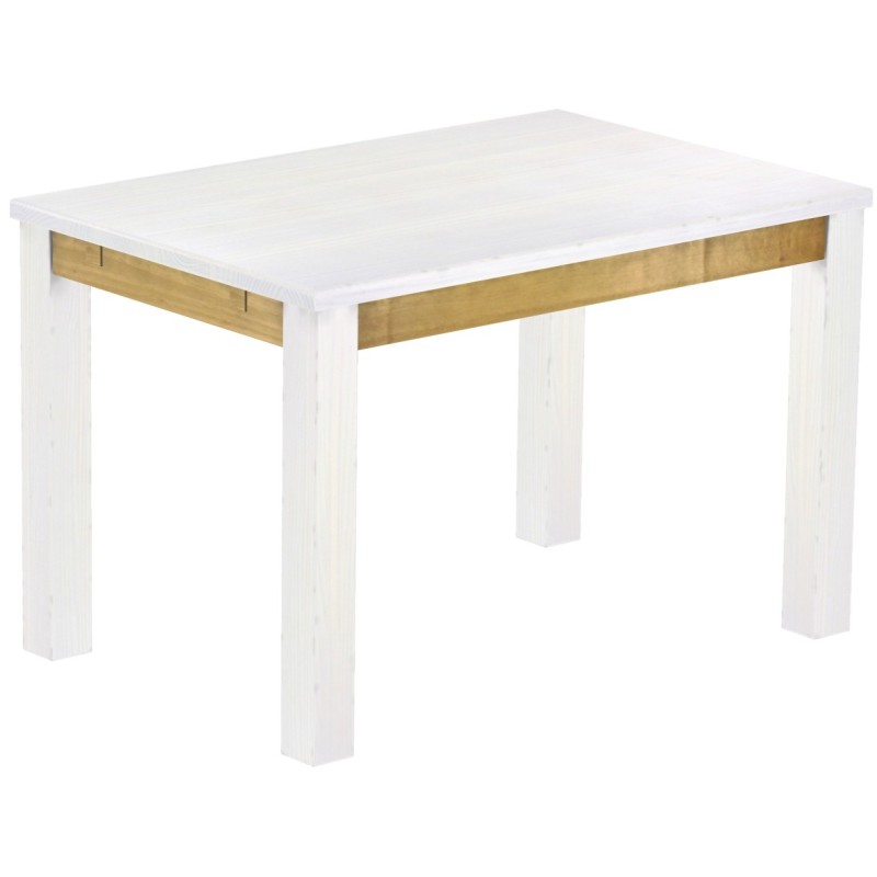 Esstisch 120x80 Rio Classico Snow Brasil massiver Pinien Holztisch - vorgerichtet für Ansteckplatten - Tisch ausziehbar