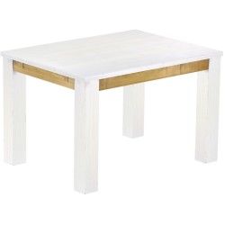 Esstisch 120x90 Rio Classico Snow Brasil massiver Pinien Holztisch - vorgerichtet für Ansteckplatten - Tisch ausziehbar