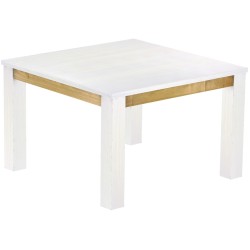 Esstisch 120x120 Rio Classico Snow Brasil massiver Pinien Holztisch - vorgerichtet für Ansteckplatten - Tisch ausziehbar