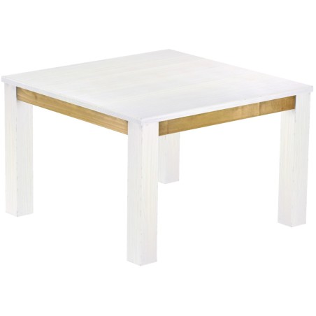 Esstisch 120x120 Rio Classico Snow Brasil massiver Pinien Holztisch - vorgerichtet für Ansteckplatten - Tisch ausziehbar