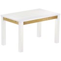 Esstisch 130x80 Rio Classico Snow Brasil massiver Pinien Holztisch - vorgerichtet für Ansteckplatten - Tisch ausziehbar