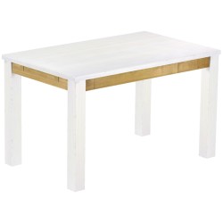 Esstisch 130x80 Rio Classico Snow Brasil massiver Pinien Holztisch - vorgerichtet für Ansteckplatten - Tisch ausziehbar