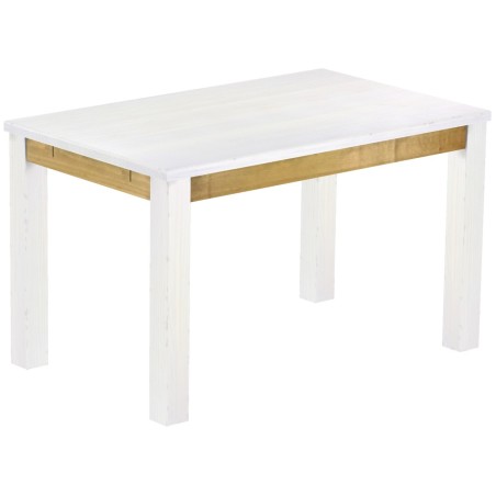 Esstisch 130x80 Rio Classico Snow Brasil massiver Pinien Holztisch - vorgerichtet für Ansteckplatten - Tisch ausziehbar