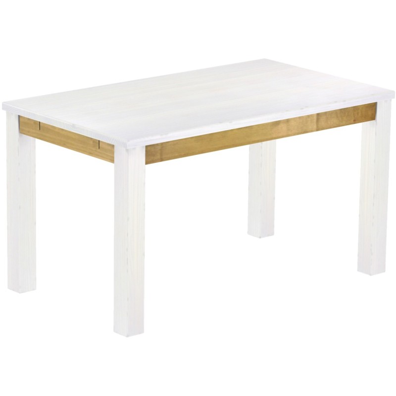 Esstisch 140x80 Rio Classico Snow Brasil massiver Pinien Holztisch - vorgerichtet für Ansteckplatten - Tisch ausziehbar