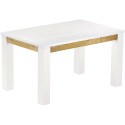 Esstisch 140x90 Rio Classico Snow Brasil massiver Pinien Holztisch - vorgerichtet für Ansteckplatten - Tisch ausziehbar