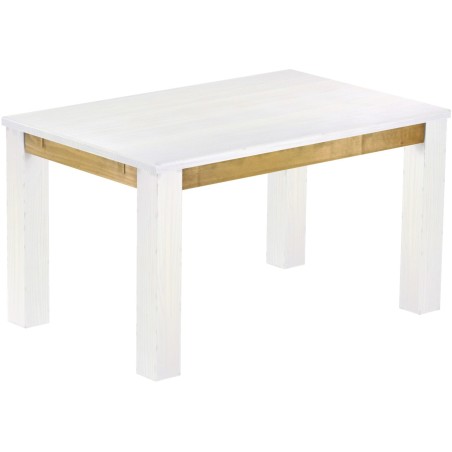 Esstisch 140x90 Rio Classico Snow Brasil massiver Pinien Holztisch - vorgerichtet für Ansteckplatten - Tisch ausziehbar