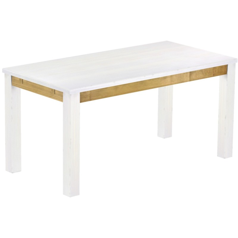 Esstisch 160x80 Rio Classico Snow Brasil massiver Pinien Holztisch - vorgerichtet für Ansteckplatten - Tisch ausziehbar