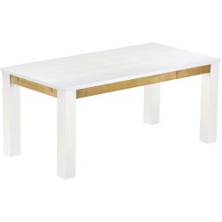 Esstisch 180x90 Rio Classico Snow Brasil massiver Pinien Holztisch - vorgerichtet für Ansteckplatten - Tisch ausziehbar
