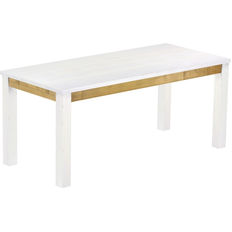 Esstisch 180x80 Rio Classico Snow Brasil massiver Pinien Holztisch - vorgerichtet für Ansteckplatten - Tisch ausziehbar