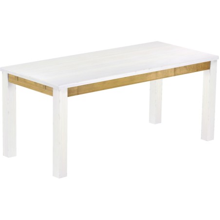 Esstisch 180x80 Rio Classico Snow Brasil massiver Pinien Holztisch - vorgerichtet für Ansteckplatten - Tisch ausziehbar