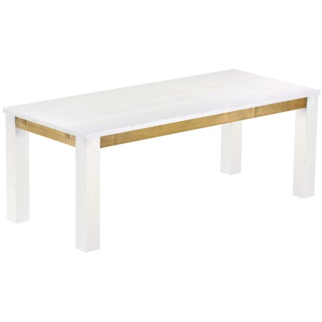 Esstisch 208x90 Rio Classico Snow Brasil massiver Pinien Holztisch - vorgerichtet für Ansteckplatten - Tisch ausziehbar