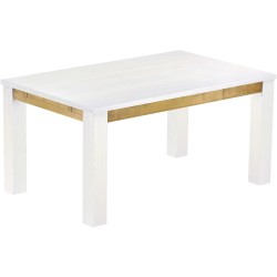 Esstisch 160x100 Rio Classico Snow Brasil massiver Pinien Holztisch - vorgerichtet für Ansteckplatten - Tisch ausziehbar