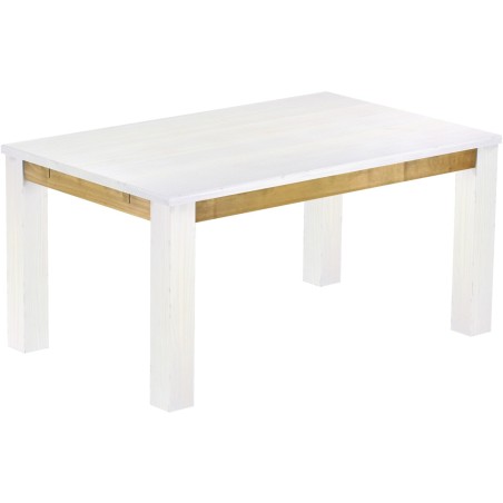 Esstisch 160x100 Rio Classico Snow Brasil massiver Pinien Holztisch - vorgerichtet für Ansteckplatten - Tisch ausziehbar
