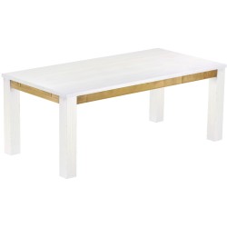 Esstisch 200x100 Rio Classico Snow Brasil massiver Pinien Holztisch - vorgerichtet für Ansteckplatten - Tisch ausziehbar
