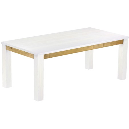 Esstisch 200x100 Rio Classico Snow Brasil massiver Pinien Holztisch - vorgerichtet für Ansteckplatten - Tisch ausziehbar