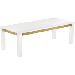 Esstisch 240x100 Rio Classico Snow Brasil massiver Pinien Holztisch - vorgerichtet für Ansteckplatten - Tisch ausziehbar