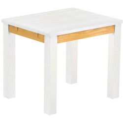 Esstisch 90x73 Rio Classico Snow Honig massiver Pinien Holztisch - vorgerichtet für Ansteckplatten - Tisch ausziehbar