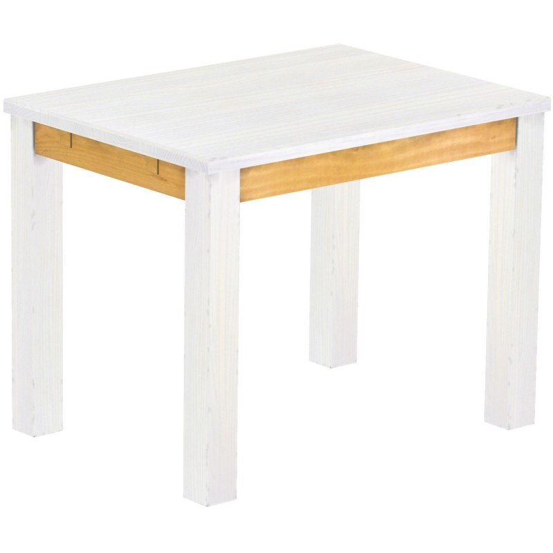 Esstisch 100x73 Rio Classico Snow Honig massiver Pinien Holztisch - vorgerichtet für Ansteckplatten - Tisch ausziehbar