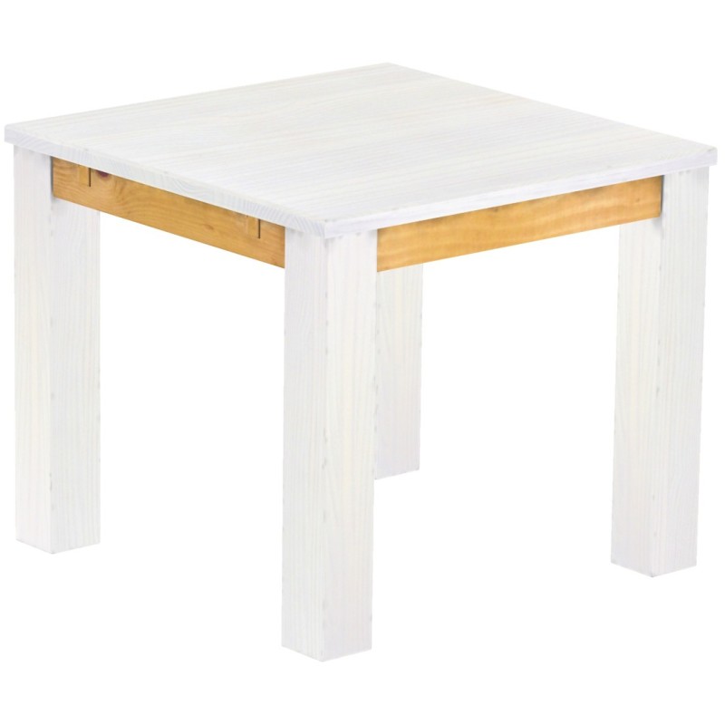Esstisch 90x90 Rio Classico Snow Honig massiver Pinien Holztisch - vorgerichtet für Ansteckplatten - Tisch ausziehbar