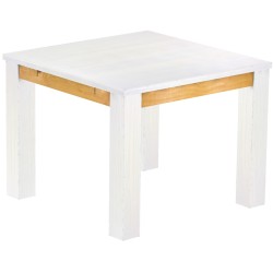 Esstisch 100x100 Rio Classico Snow Honig massiver Pinien Holztisch - vorgerichtet für Ansteckplatten - Tisch ausziehbar