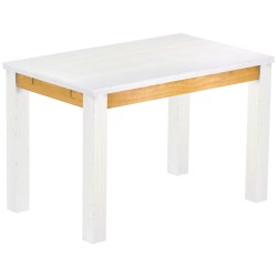 Esstisch 120x73 Rio Classico Snow Honig massiver Pinien Holztisch - vorgerichtet für Ansteckplatten - Tisch ausziehbar