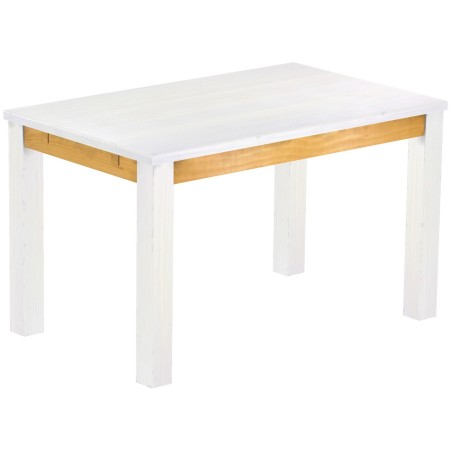 Esstisch 130x80 Rio Classico Snow Honig massiver Pinien Holztisch - vorgerichtet für Ansteckplatten - Tisch ausziehbar