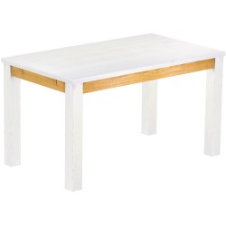 Esstisch 140x80 Rio Classico Snow Honig massiver Pinien Holztisch - vorgerichtet für Ansteckplatten - Tisch ausziehbar