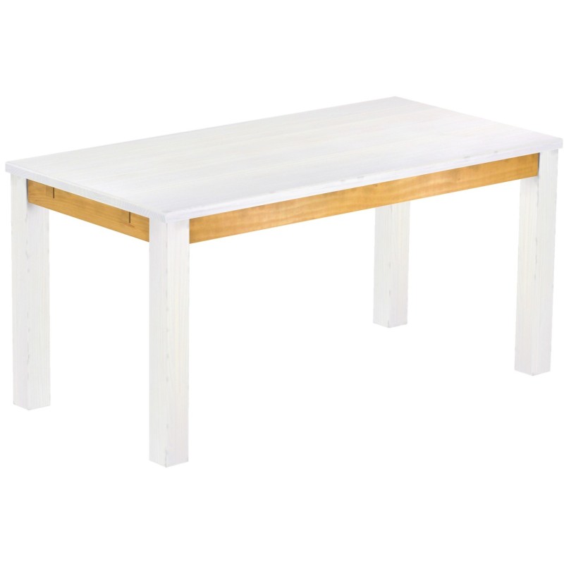 Esstisch 160x80 Rio Classico Snow Honig massiver Pinien Holztisch - vorgerichtet für Ansteckplatten - Tisch ausziehbar