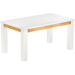 Esstisch 160x90 Rio Classico Snow Honig massiver Pinien Holztisch - vorgerichtet für Ansteckplatten - Tisch ausziehbar