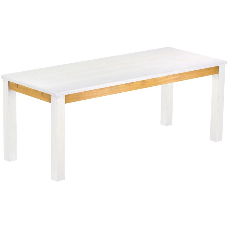 Esstisch 200x80 Rio Classico Snow Honig massiver Pinien Holztisch - vorgerichtet für Ansteckplatten - Tisch ausziehbar