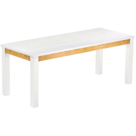 Esstisch 200x80 Rio Classico Snow Honig massiver Pinien Holztisch - vorgerichtet für Ansteckplatten - Tisch ausziehbar