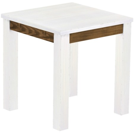 Esstisch 73x73 Rio Classico Snow Eiche massiver Pinien Holztisch - vorgerichtet für Ansteckplatten - Tisch ausziehbar