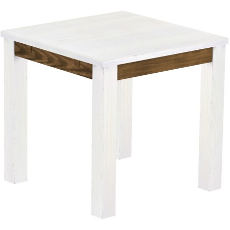 Esstisch 80x80 Rio Classico Snow Eiche massiver Pinien Holztisch - vorgerichtet für Ansteckplatten - Tisch ausziehbar