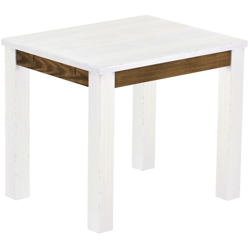 Esstisch 90x73 Rio Classico Snow Eiche massiver Pinien Holztisch - vorgerichtet für Ansteckplatten - Tisch ausziehbar